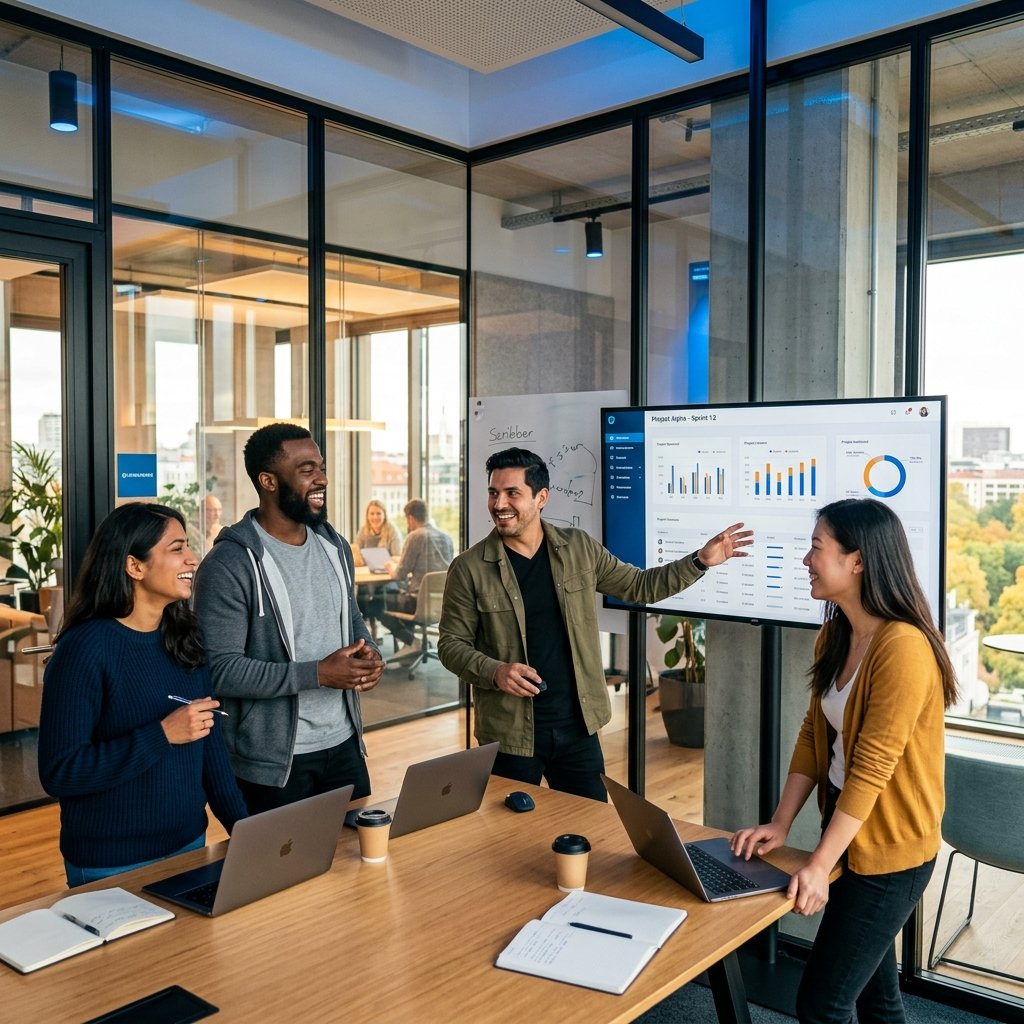 Team meeting at VaultSphere AI